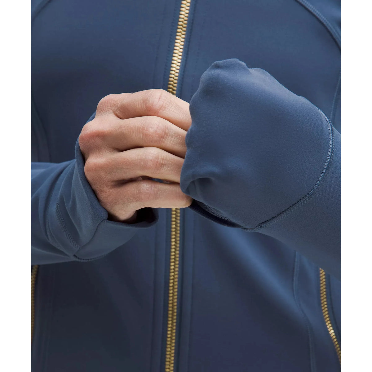 Lululemon Women's Define Cropped Jacket Nulu in Blue Twill/Gold/Gold