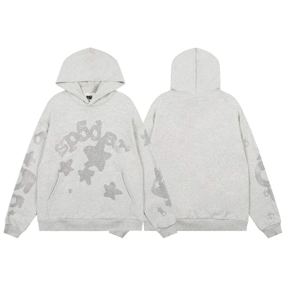 Sp5der Rhinestone Star Hoodie & Sweatpants Matching Set — front