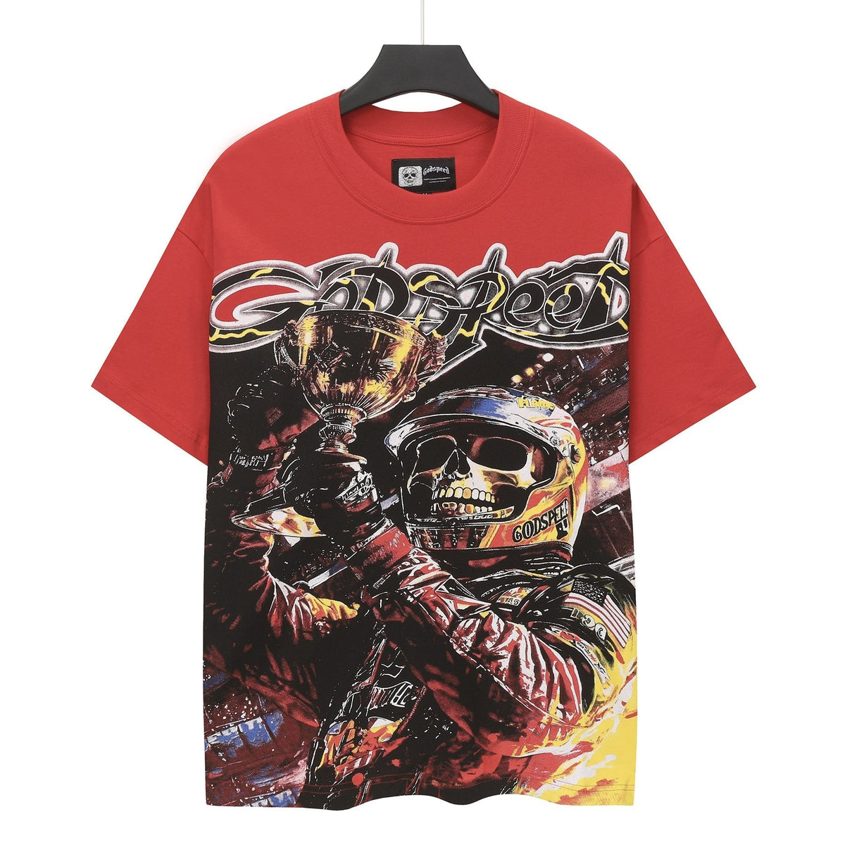 Godspeed Red Racing Skull Graphic T-Shirt — hero