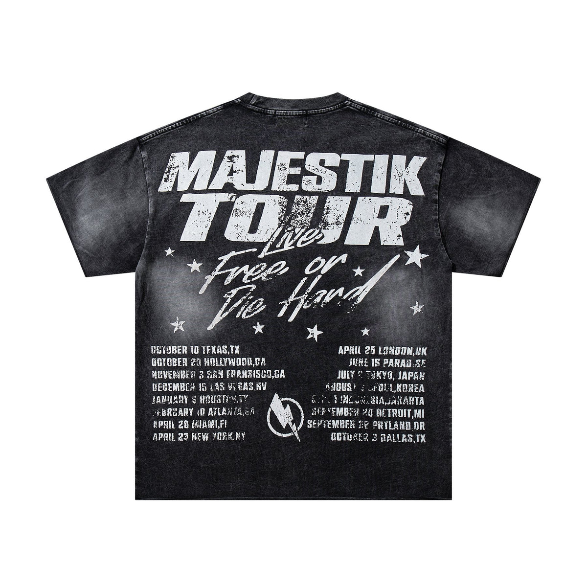 MAJESTIK Washed Black Tour Graphic T-Shirt — back